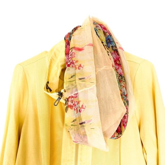 Bonita Basic Susi Yellow Activewear Jacket with Floral Scarf Size Large - Picture 4 of 13